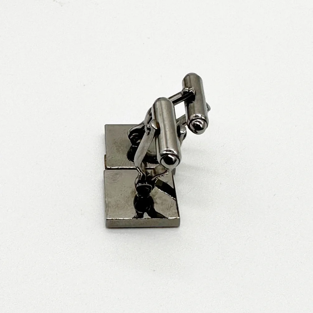Vintage Anson Gunmetal w/ Gold Stripe Square Cufflinks